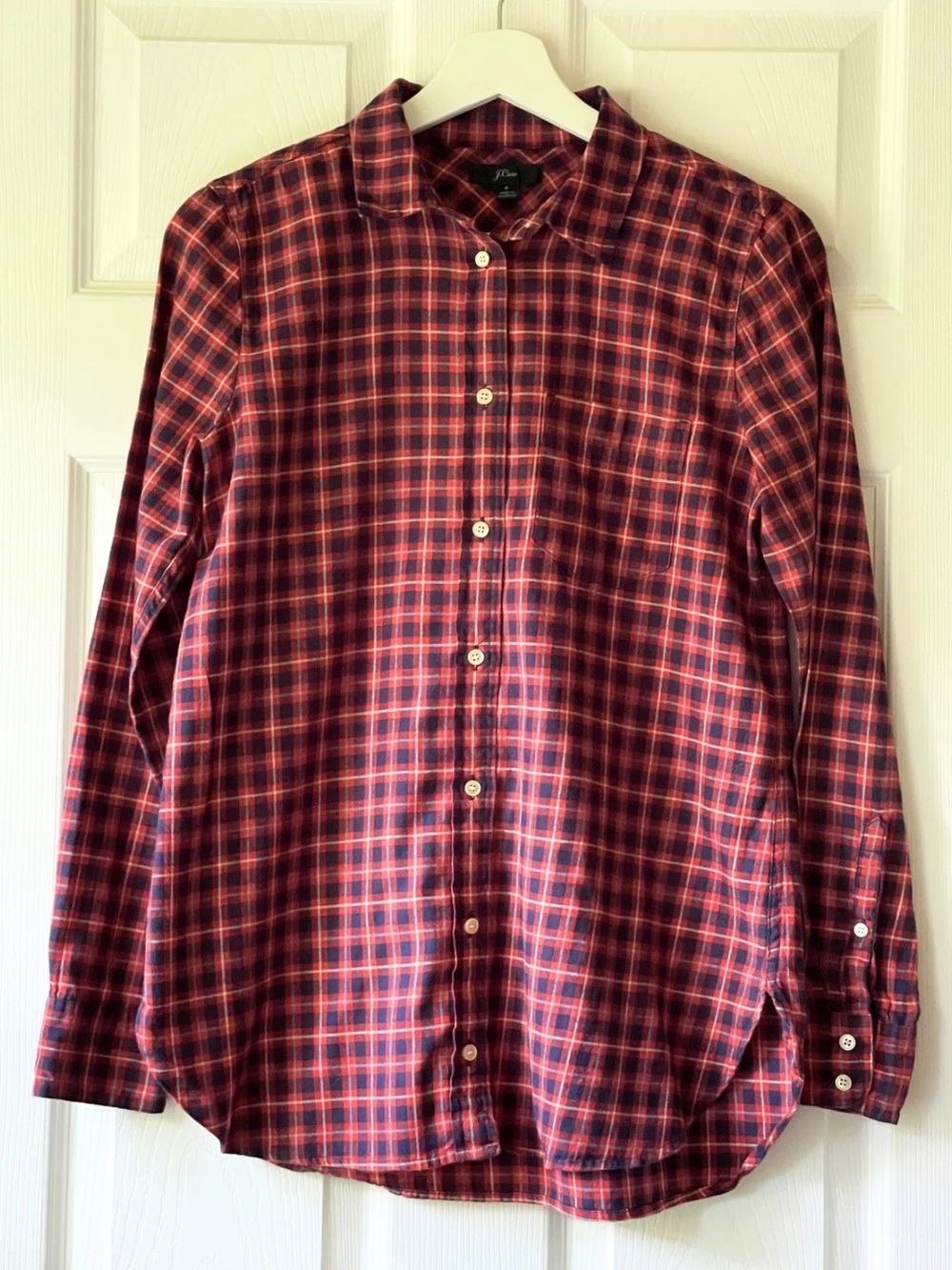 J Crew Kid's Red Plaid Button-Up Shirt - Classic Casual Style 100% cotton